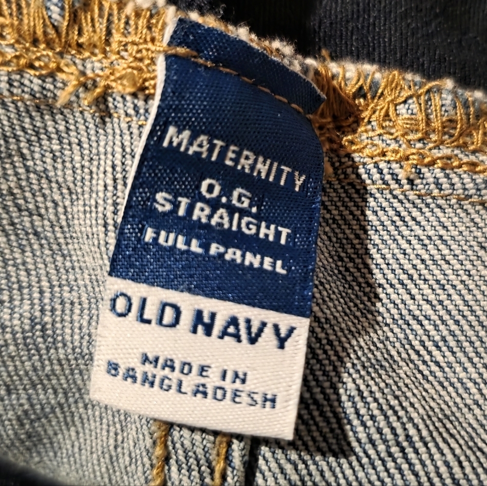 Old Navy Maternity OG Straight Denim Shorts Full Panel Size 18 Blue Stretch - Picture 2 of 5